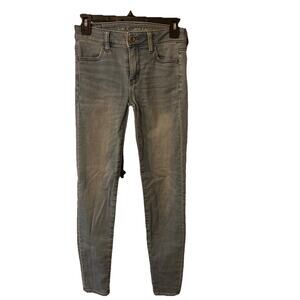 American Eagle Sz 0 Long Jegging Super Stretch Skinny Jeans Light Wash